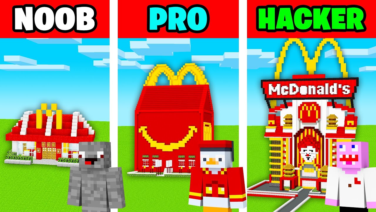 NOOB MCDONALDS VS PRO VS HACKER 🍔🍟 in Minecraft !