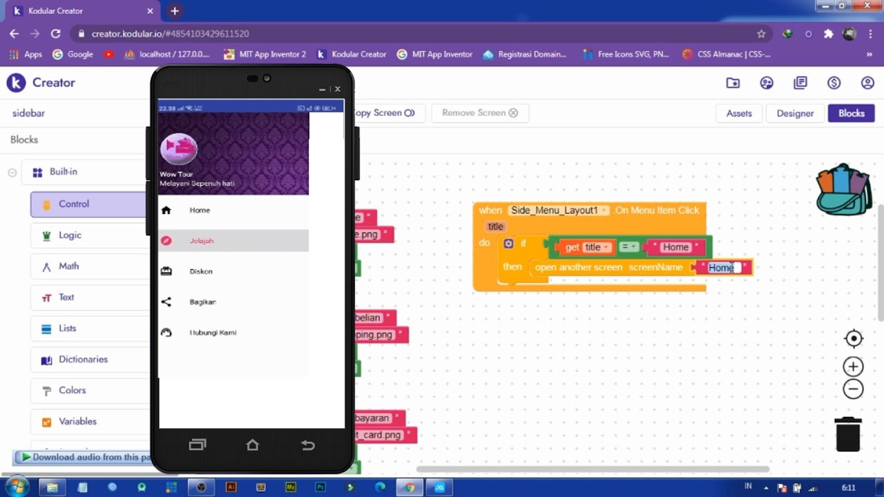 Membuat menu sidebar professional dengan kodular