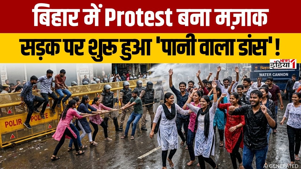बिहार में Protest या Festival? Water Cannon के बीच Dance का Video Viral | News1India