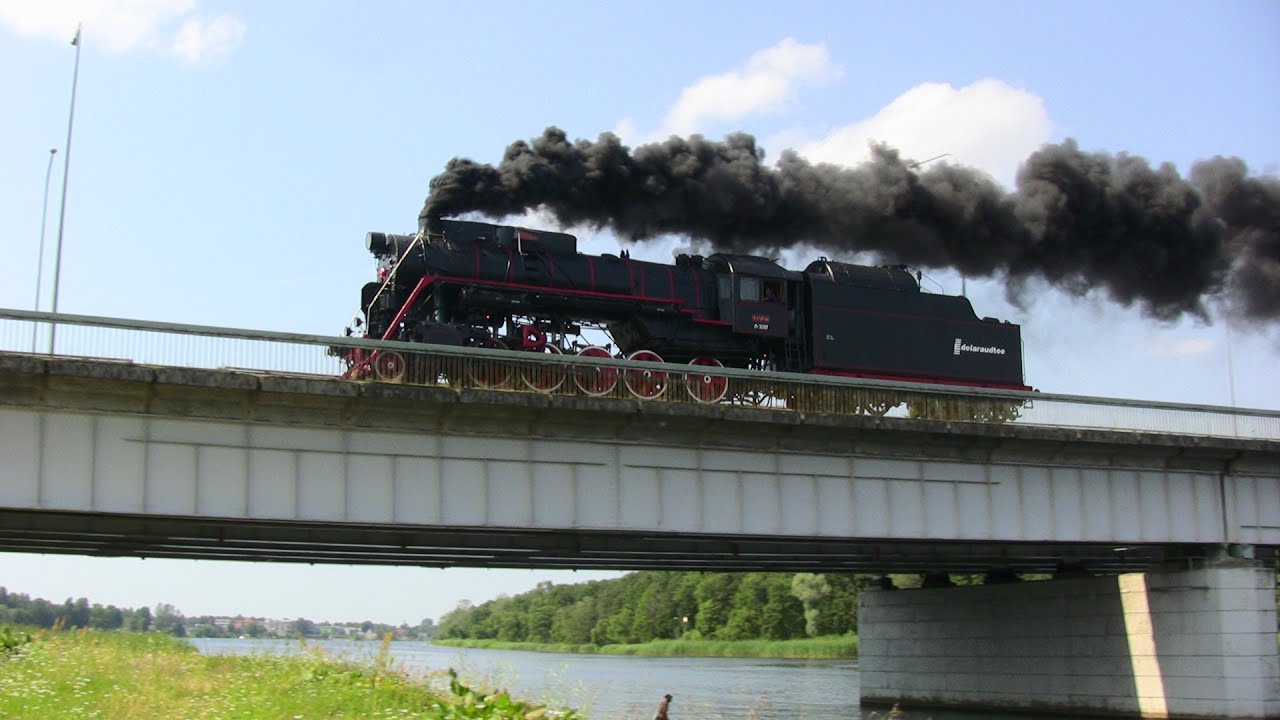 Живой паровоз: Л-3297 в Пярну / Live steam loco: L-3297 crossing Pärnu river bridge