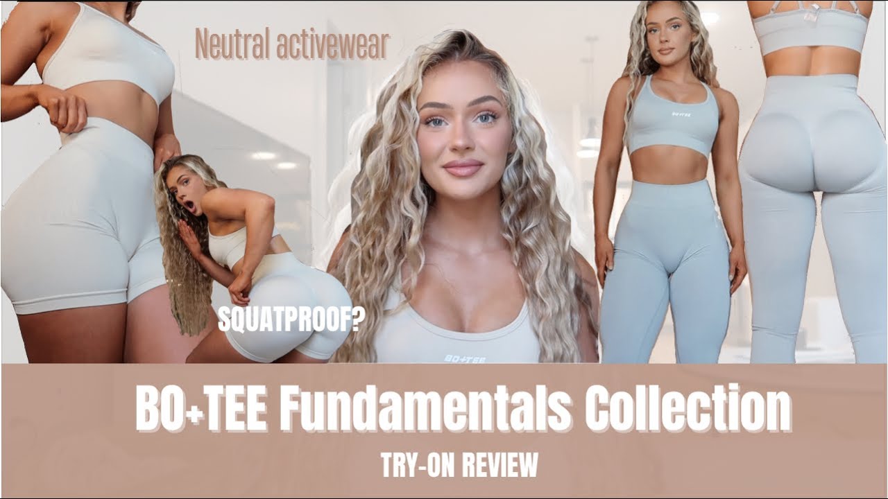 BO+TEE Fundamentals Collection activewear try-on haul & review | scrunch leggings *neutrals*