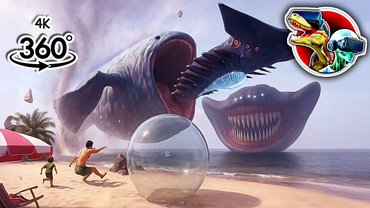 360 Bloop Eat El Gran Maja, Leviathan & Julia Beast Sea Monster from Water ball | 360 video 4K
