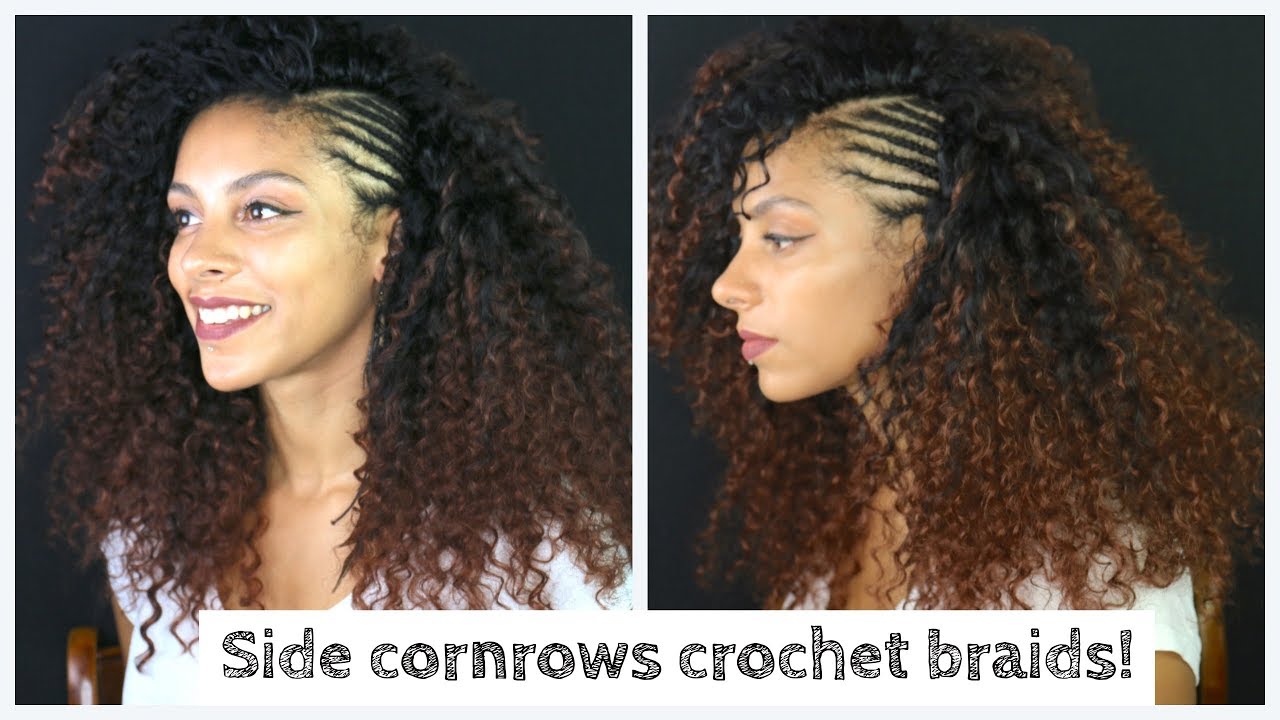 Side Cornrows and knotless curly crochet braids (absolutely NO leave out!) ll ft. Trendy Tresses
