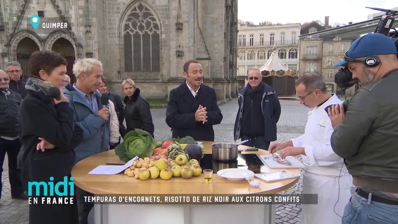 Tempuras d'encornets, risotto de riz noir aux citrons confits