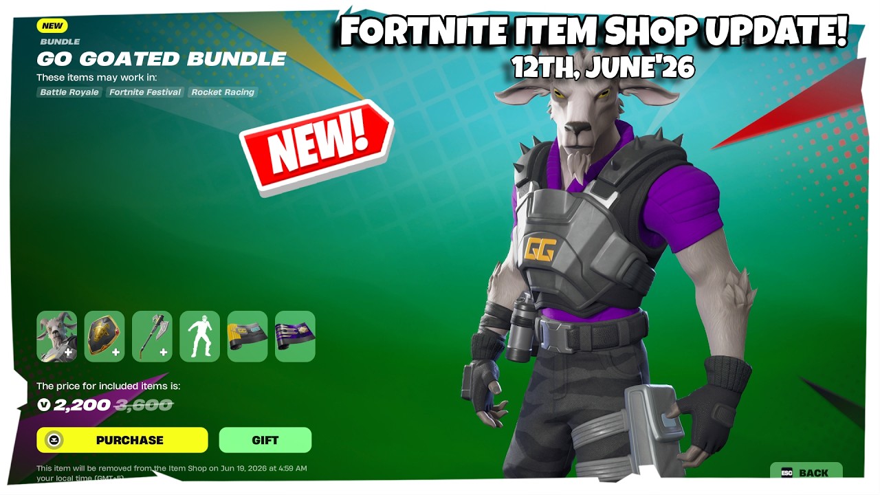 *NEW* GO GOATED BUNDLE! Fortnite Shop Update! [12th June, 2026] (CH7 S3)