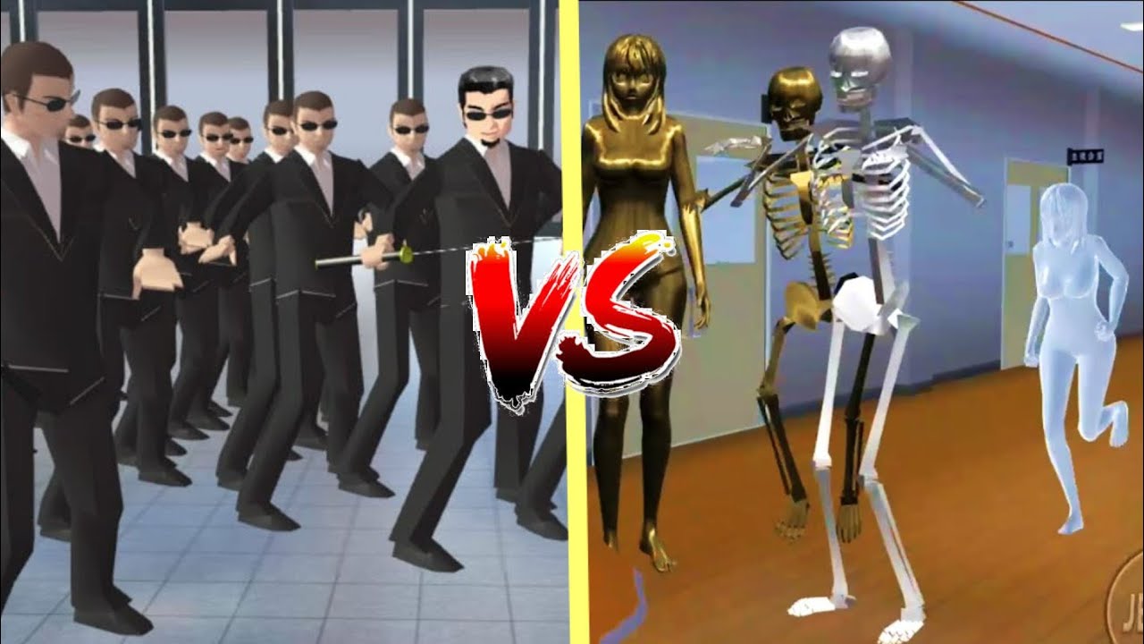 حرب بين الهياكل العظمية و تماثيل المدرسة و الياكوزا ، مين الاقوى؟ sakura school simulator