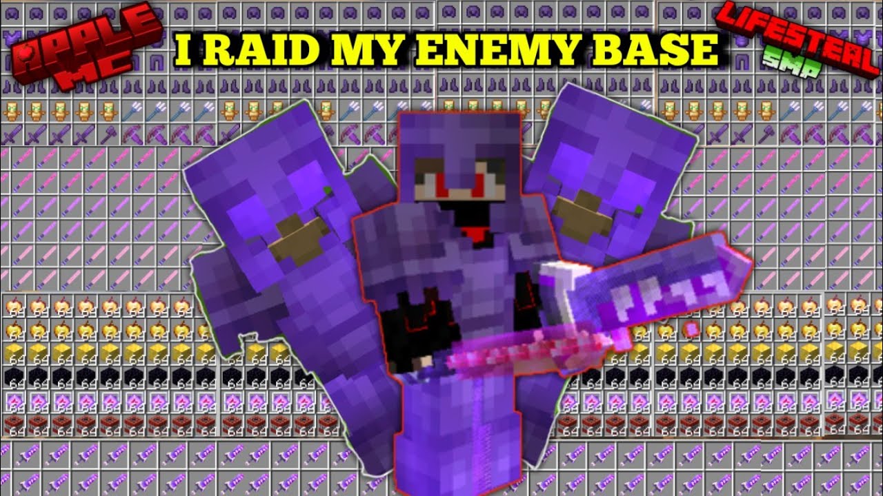 I Raid my enemy base in applemc|| Lifesteal smp base raid || #minecraft #applemc #lifestealsmp #base