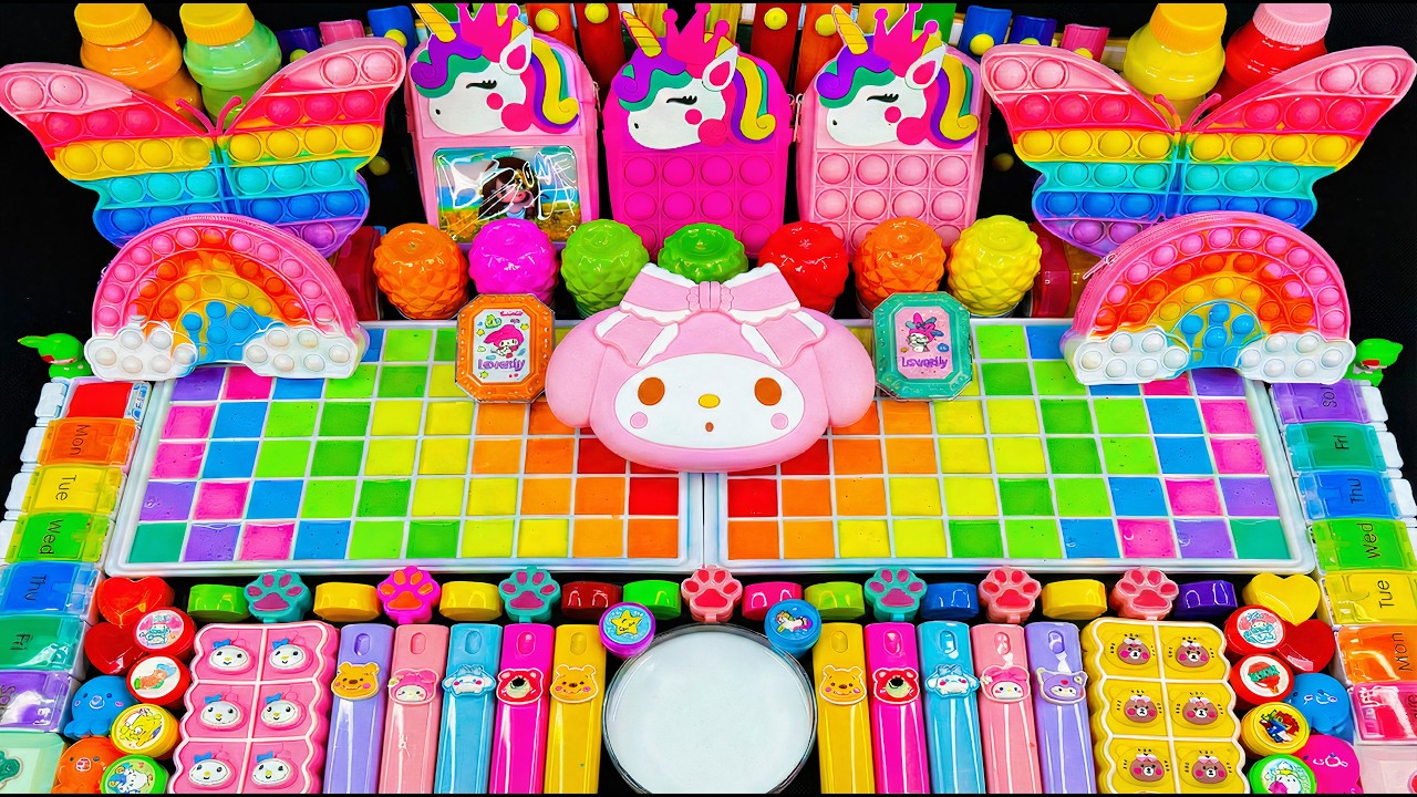 🌈 مزج السلايم المريح ASMR 🌈🦄 يونيكورن قوس قزح ماي ليتل بوني ضد السلايم اللامع | مزج عشوائي للسلايم
