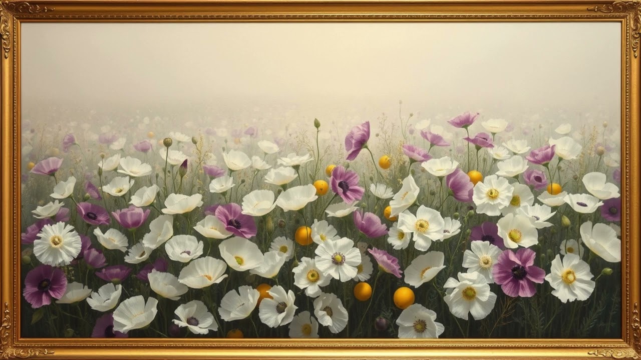 Vintage Poppy Anemone Mood Wallpaper Background | Ultra HD | Framed Original Digital Art