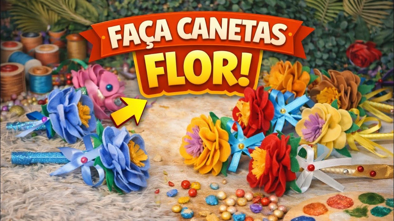 PONTEIRA FLOR NA CANETA 🖊 com sobrinhas do feltro!
