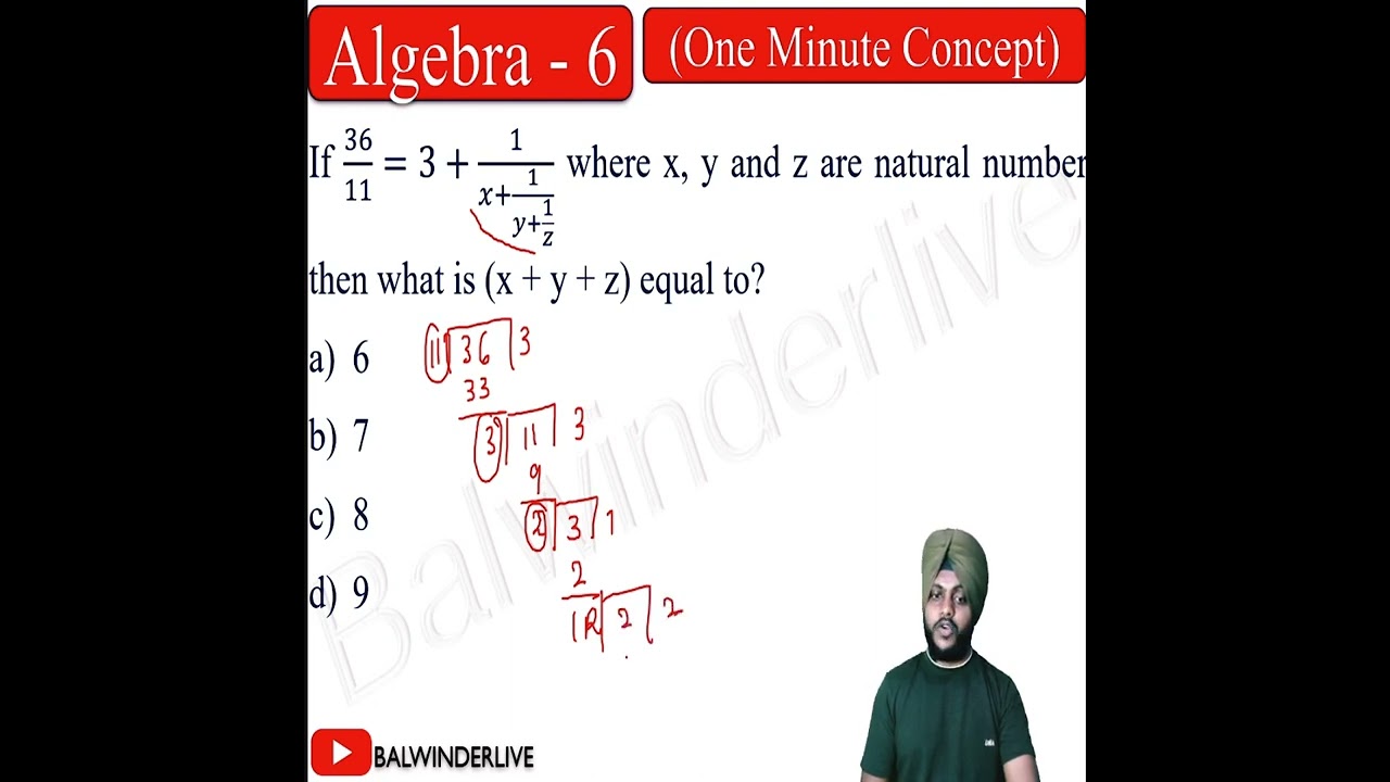 One Minute Concept - Algebra 06 #CDS  #SSCCGL  #AFCATMATHS #CSAT #shorts
