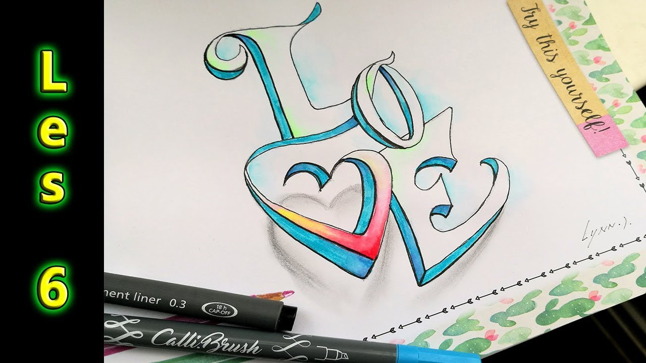Handletteren Valentijn special Love letters tekenen in 3D !!