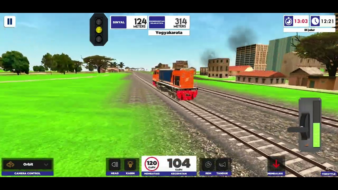 Indonesian Train Simulator Orange CC 203 Engine Only From Bandung To Surakarta
