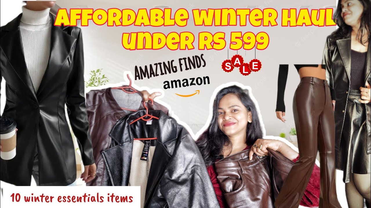 Huge Crazy Amazon winter Haul 😍start Rs 199🫰leather jacket/ Blazer/Pants & more winter essentials