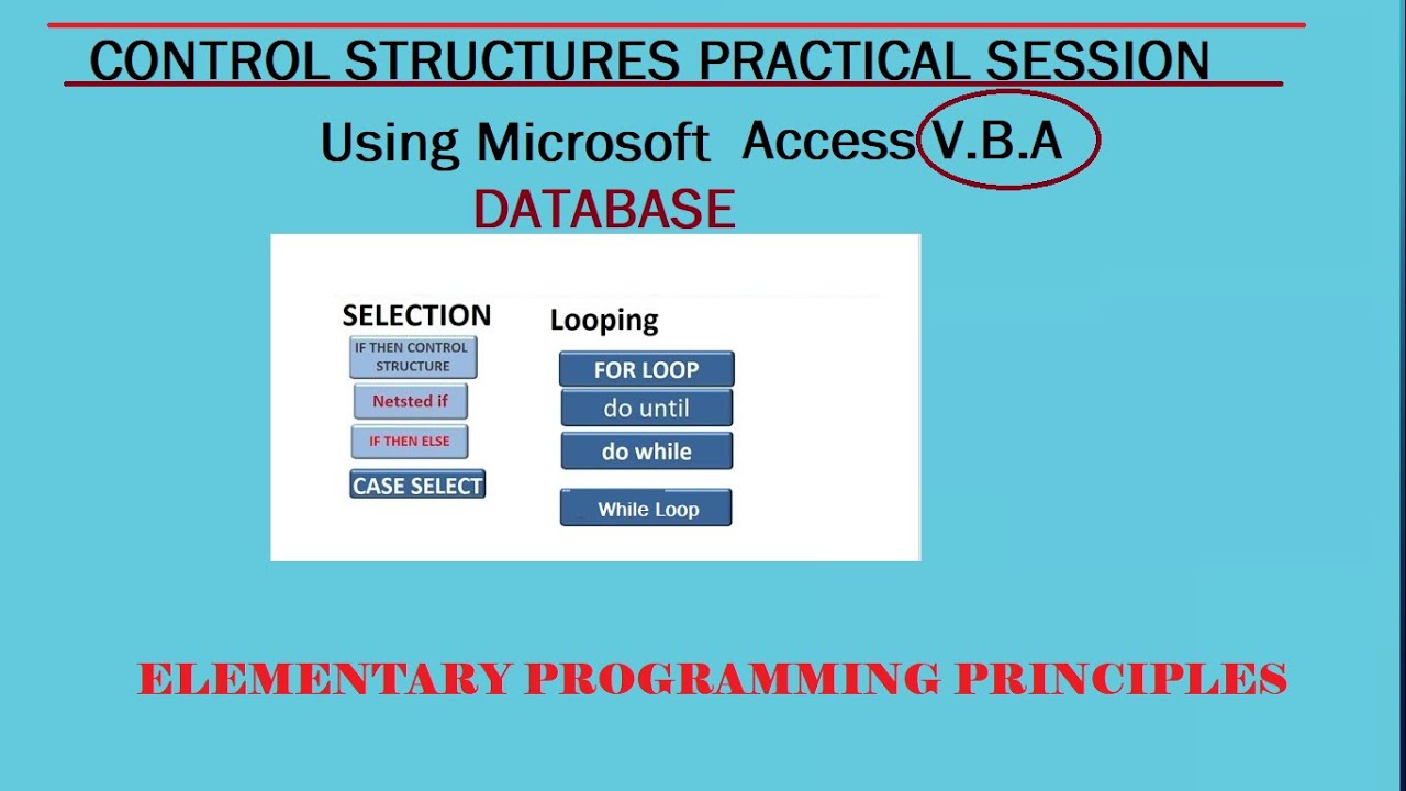 Control Structures   | While loop, For Loop, Do Until using VBA Microsoft Access Database | FORM 3