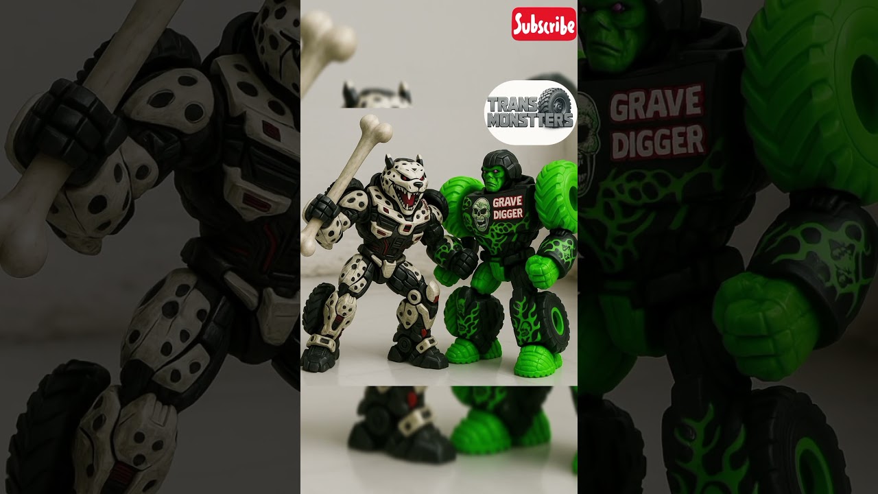 Monster Mutt Dalmation And Grave Digger Transmonstters are Fighting #shorts