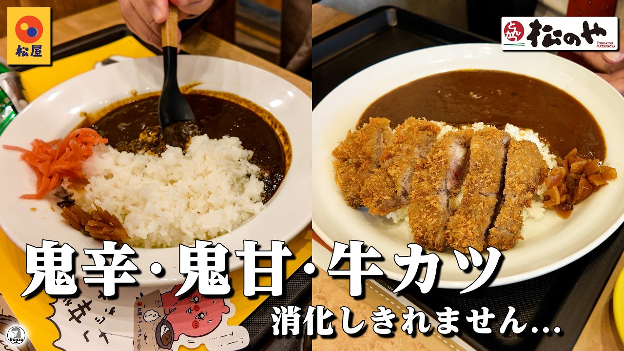 松屋と松のや　鬼辛・鬼甘・牛カツ　消化しきれません...