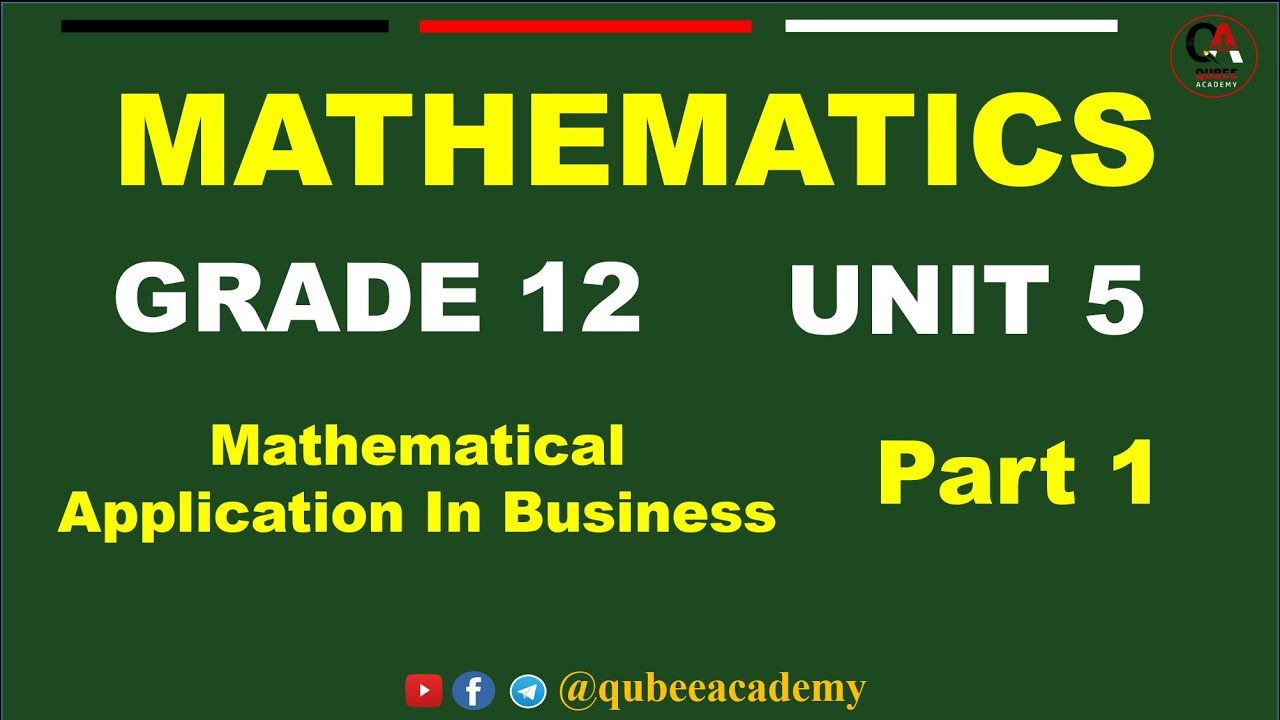 1. Math's Grade 12 Unit 5 Mathematical Applications in Business | Part 1 Ratio and Rate |New Curricu