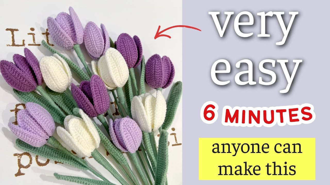 Tulip Flower Crochet Tutorial for Beginners 🌷 | DIY Flower for Home Decor