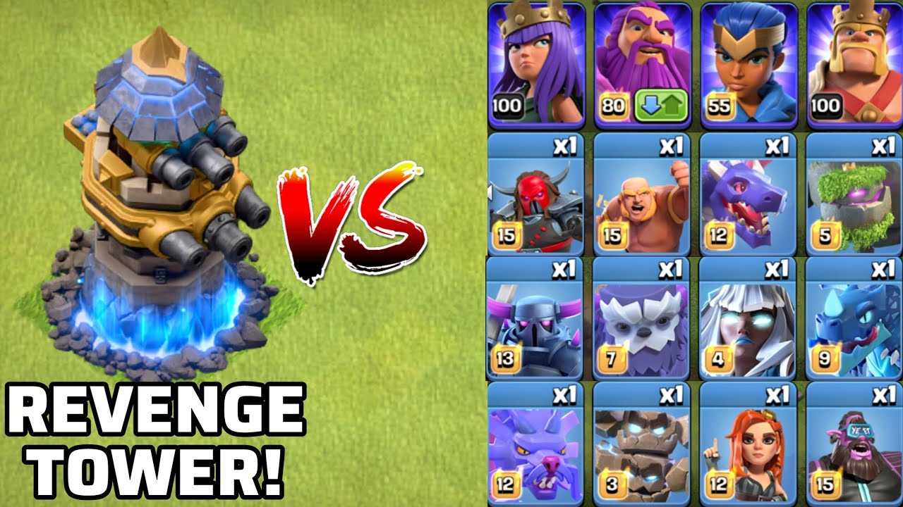 Revenge Tower vs all Troops || New Update Town hall new defence #clashofclans #viral 