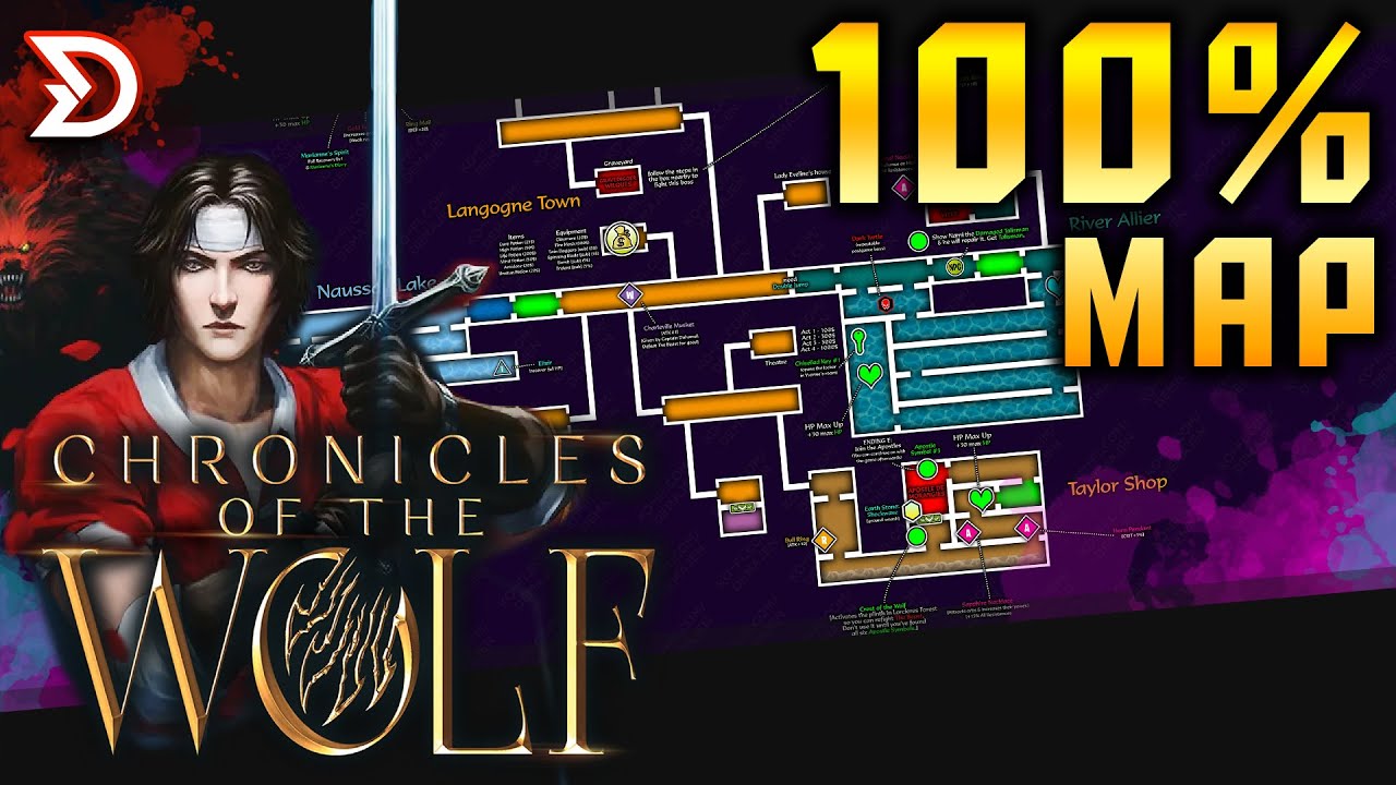 Chronicles of the Wolf | 100% Map  — All Areas, Bosses,  Upgrades, Abilities, Items & More!