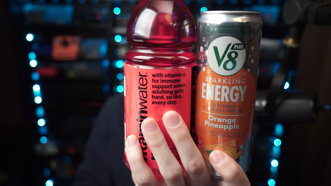 Trying v8 Sparkling Energy and Dragonfruit Vitamin Water