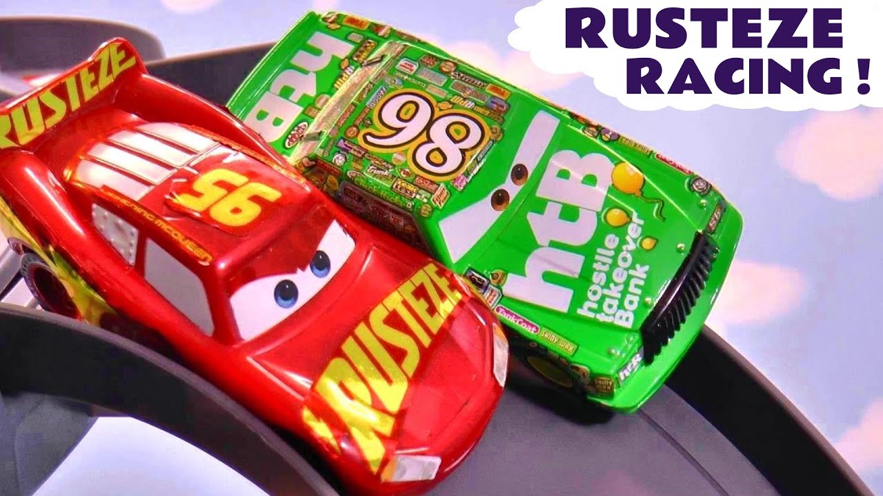 McQueen Rusteze Cars Racing With Chick Hicks