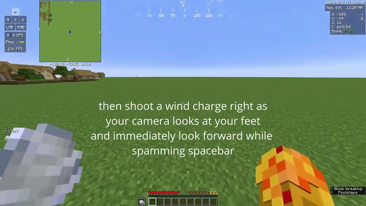 elytra flight boost with wind charges minecraft 1.21