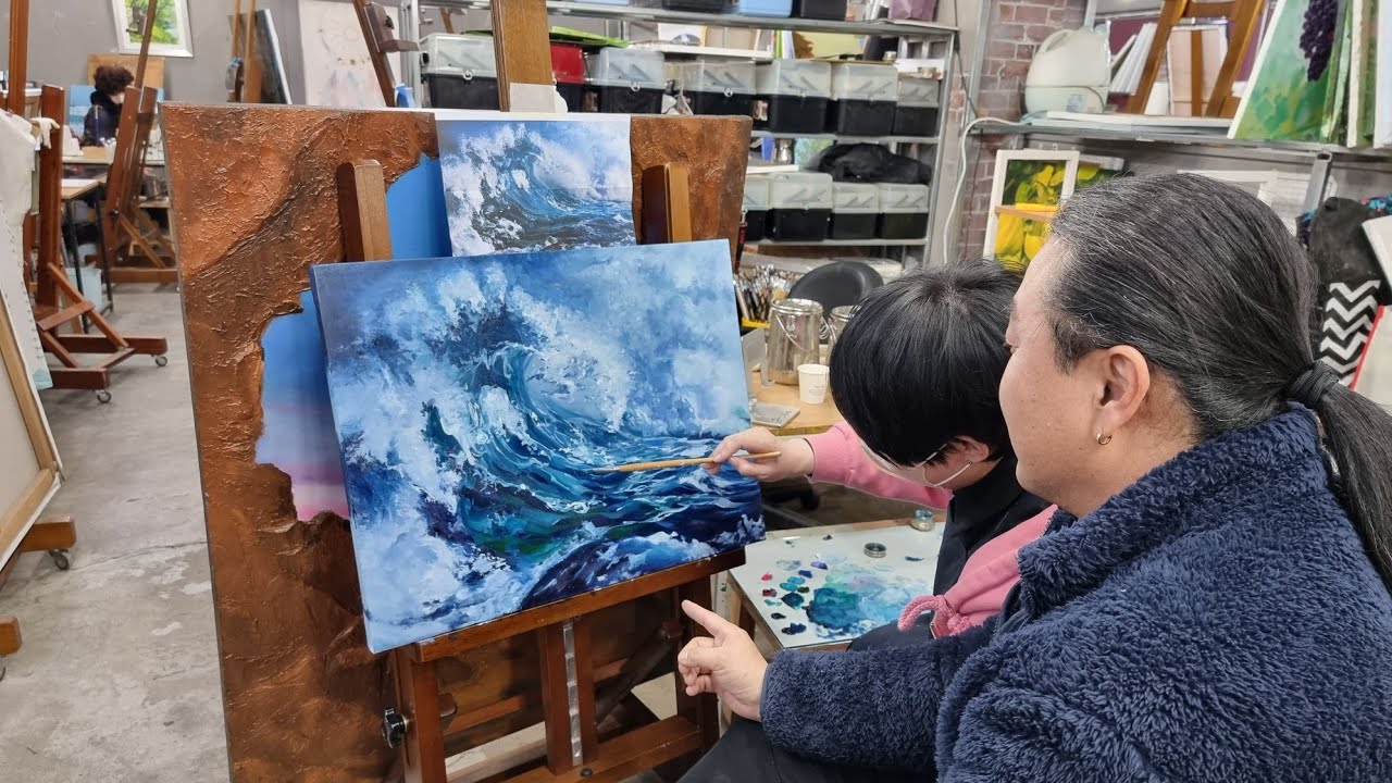 [야외로Art]파도 그리는법waves oil painting