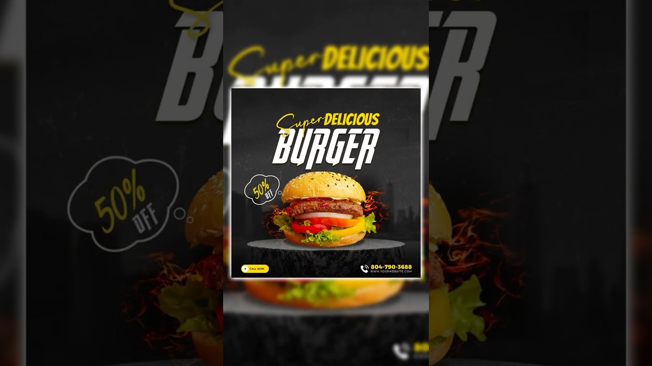 Day 69 - ✨Social Media Post Design. #socialmediapostdesign #photoshop #psd #burger #postdesign