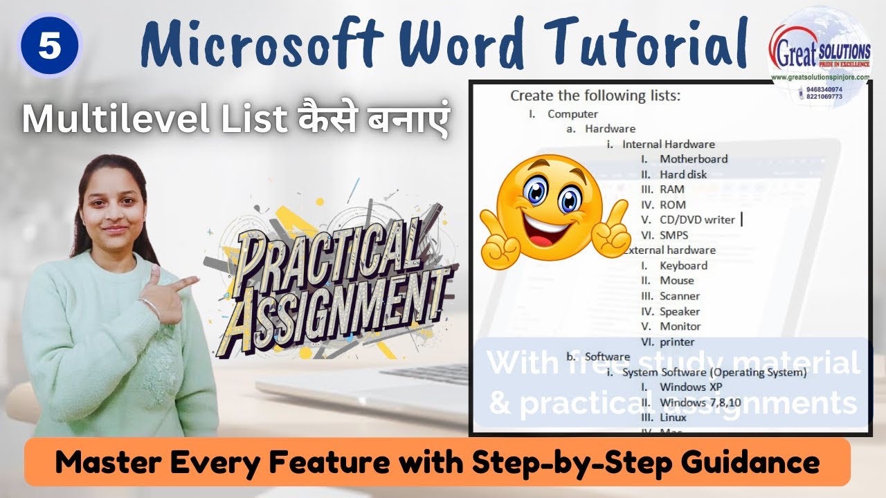 Part 5 - Multilevel Numbering in MS Word | MS Word Tutorial | Step-By-Step Guide with Assignment