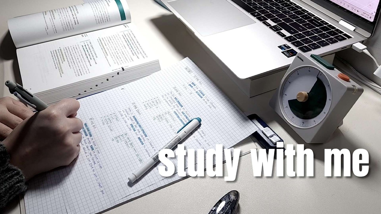 STUDY WITH ME | 1hr | 스터디윗미 | Background noise, no music, no break | pencil asmr, page flipping