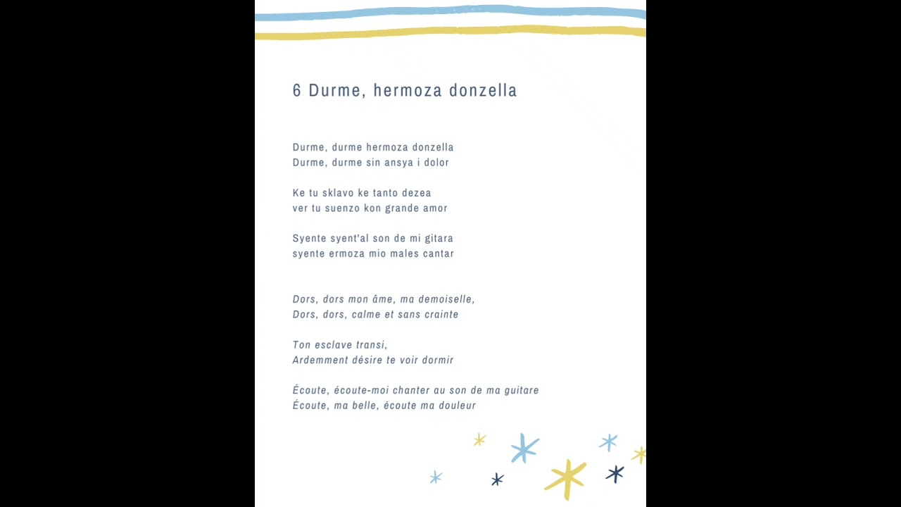 Durme, hermoza donzella - trad. séfarade
