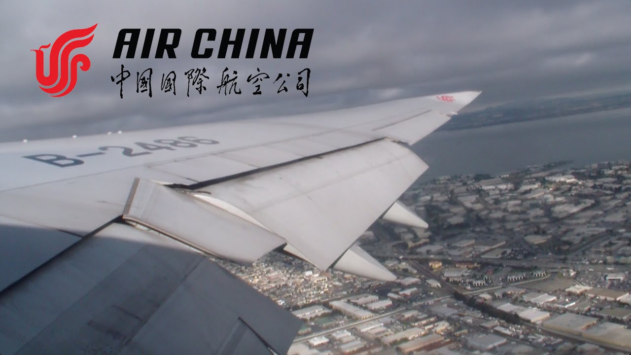 Air China 747-8 pushback, taxi, takeoff at San Francisco (SFO)