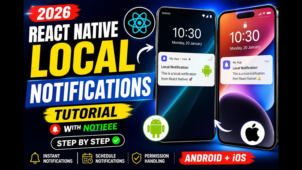 Учебник по локальным push-уведомлениям в React Native (2026) | Notifee шаг за шагом для Android +...