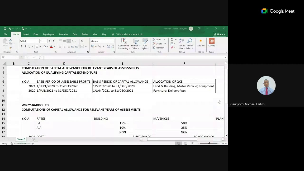 Tax Skills (Capital Allowance Contn)