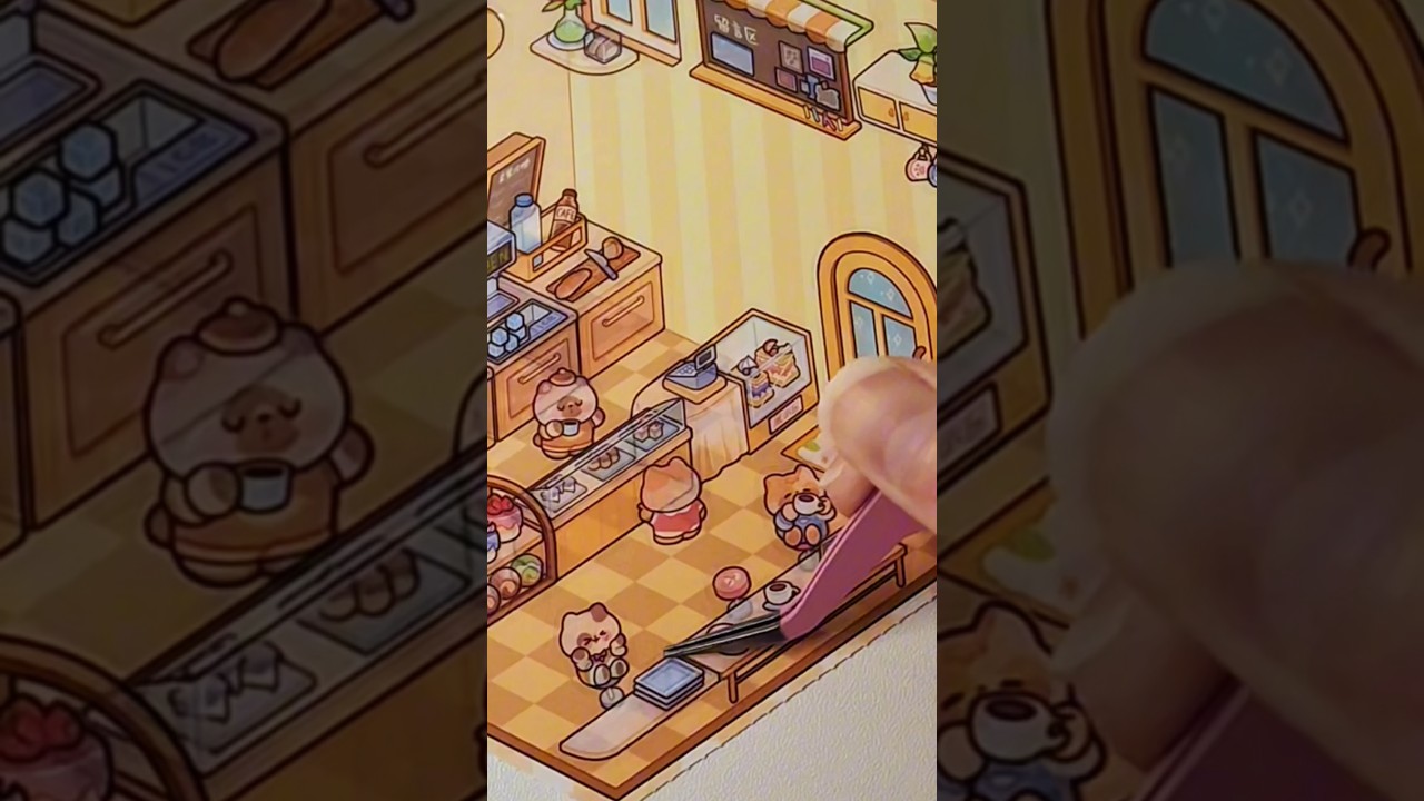 Asmr cen&aacute;rio adesivo| Cafeteria para gatinhos🐱 ☕️ #asmr #sticker #scenestickers #sticker3d #stickers