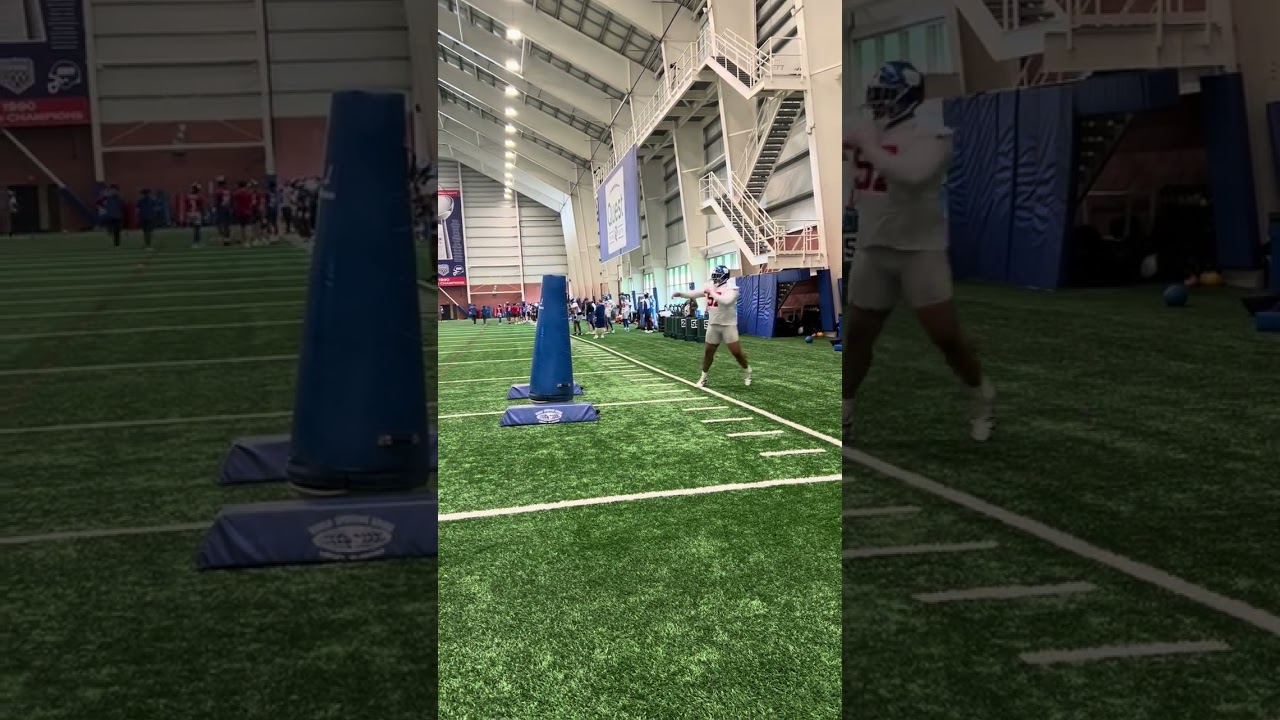 Dexter Lawrence does drills At Giants mandatory minicamp in June 2025