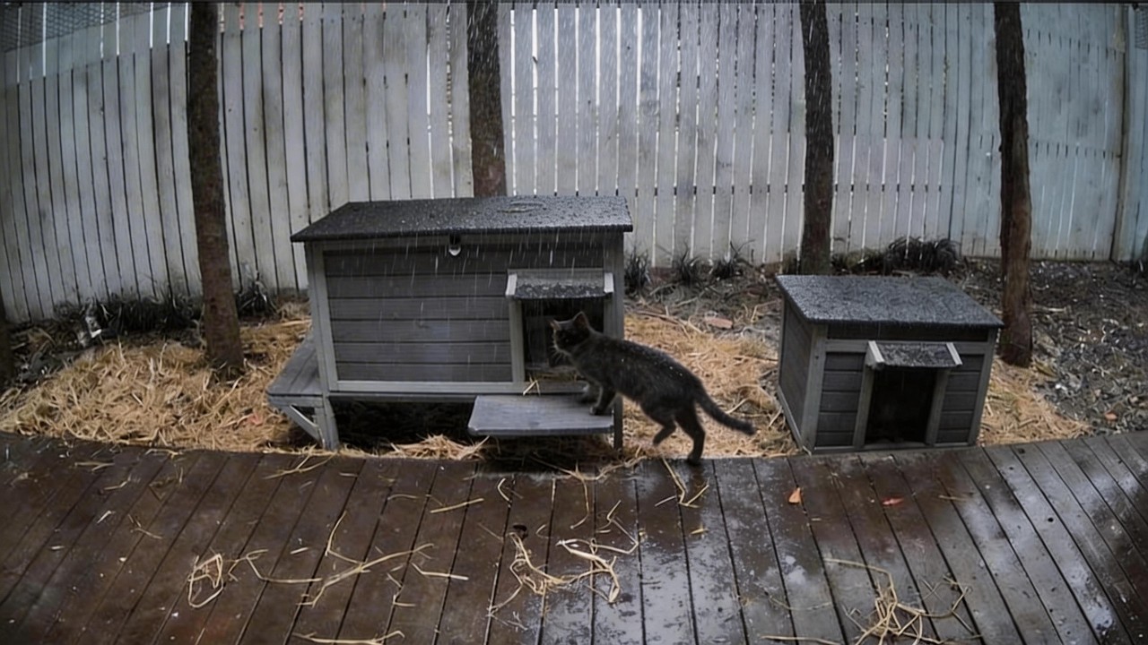 Two Stray Cats Came To Shelter On a Rainy Day And Fell Asleep Cuddled Together.