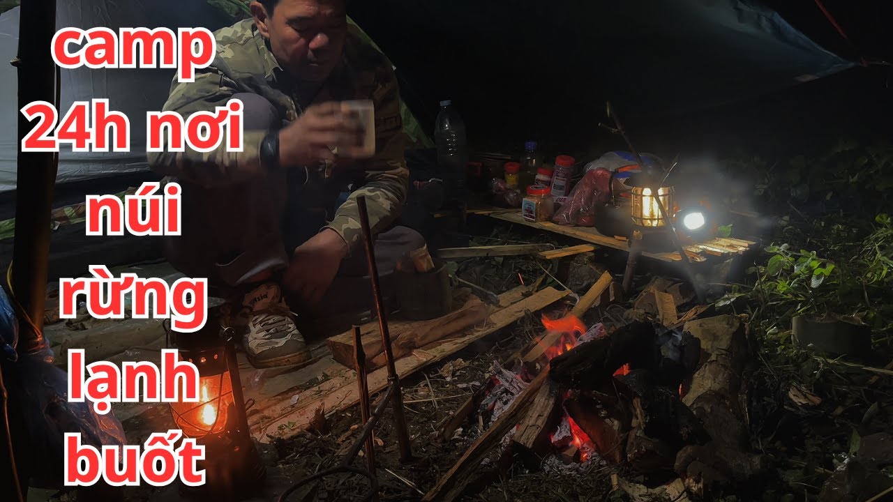 Thử thách camping 24h trong cái lạnh buốt núi rừng | suối ngàn mường tấc  | solo camp 24h