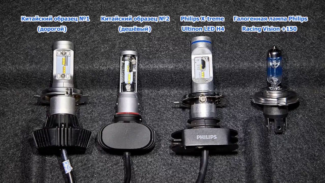 Сравнение светодиодных ламп Philips X-tremeUltinon LED H4 и китайских аналогов