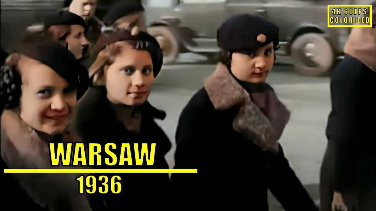 Варшава в 1936 году в цвете. 4К, 60 кадров в секунду. Уникал...
