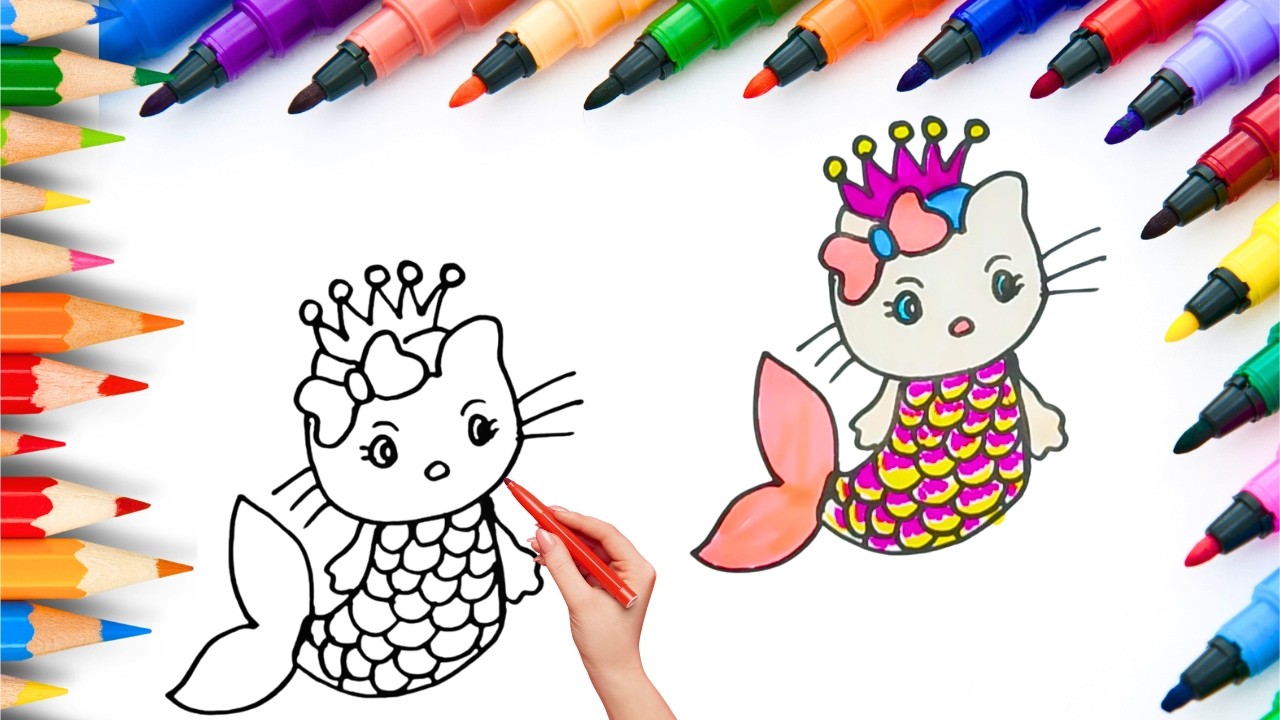 How To Draw cute Kitty Drawing, Painting & Coloring For Kids and Toddlers_🌈🎨