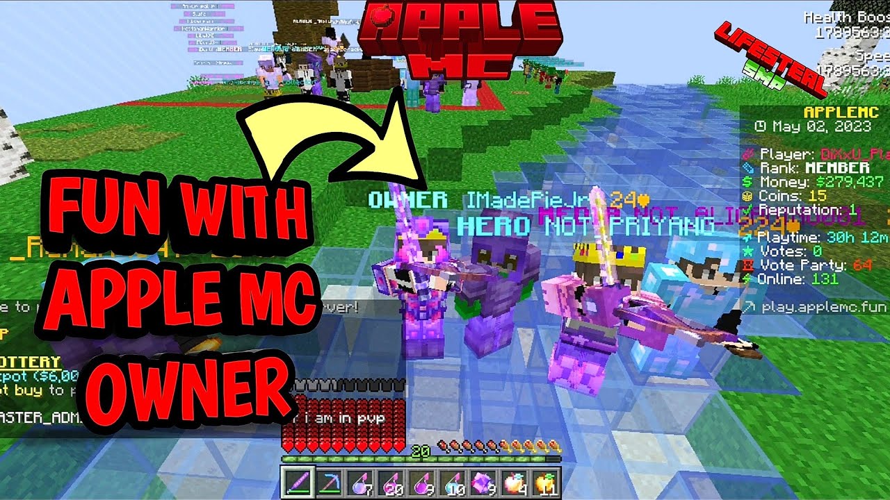 FUN WITH APPLE MC OWNER IN WARP PVP || apple mc Lifesteal server || #loyalsmp #lapatasmp #lifesteal