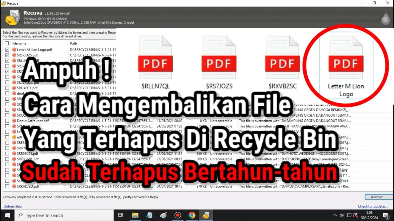 CARA MENGEMBALIKAN FILE YANG TERHAPUS DI RECYLE BIN | SUDAH TERHAPUS BERTAHUN-TAHUN