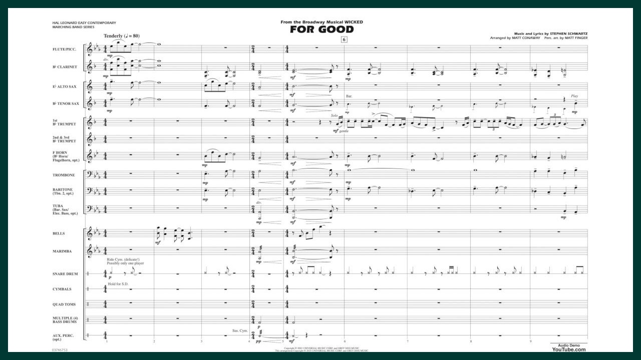 For Good (from Wicked) by Stephen Schwartz | Arr. Matt Conaway and Matt Finger
