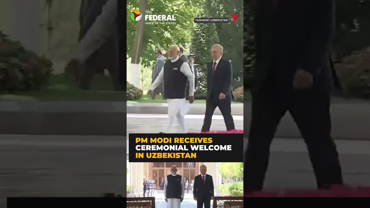 Modi gets ceremonial welcome in Uzbekistan, meets President Mirziyoyev | #shorts