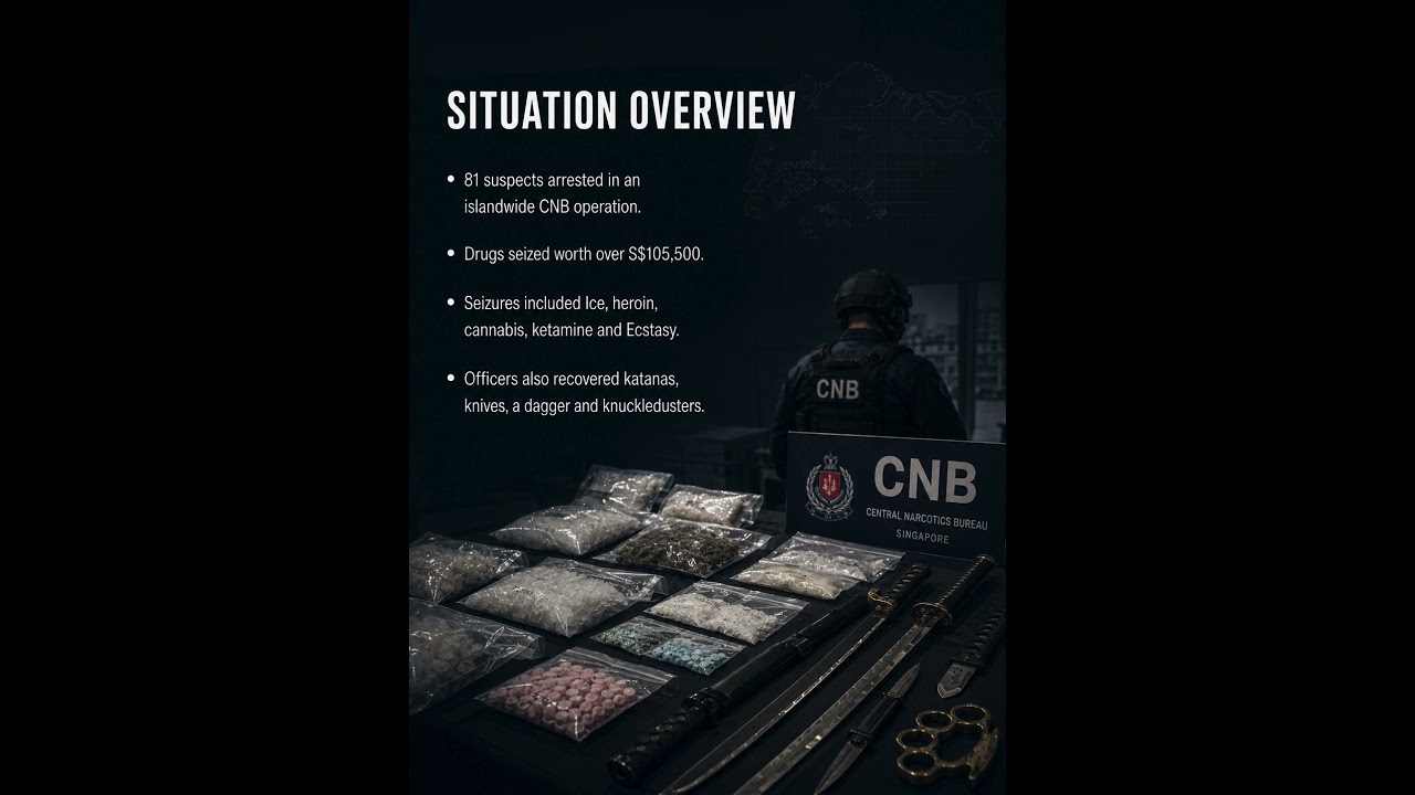 81 arrests. S$105,500+ in drugs. And weapons recovered. #geopolitics #worldnews