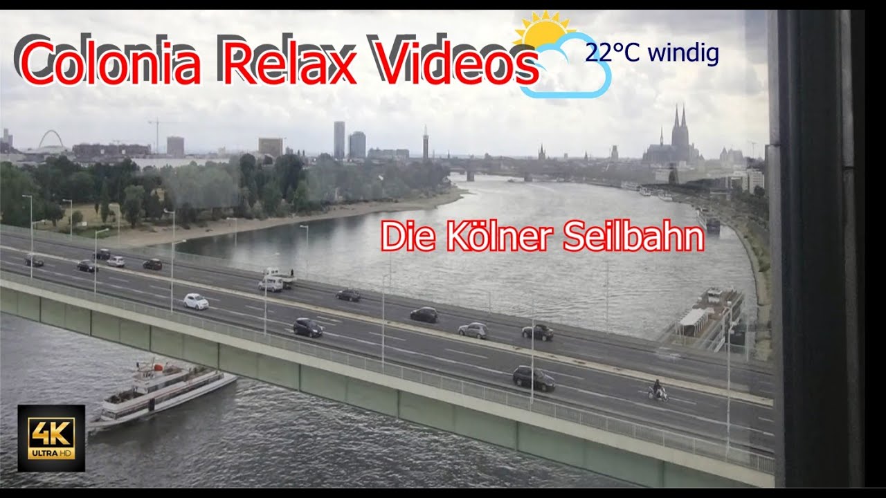 Köln / Cologne Fahrt mit der Kölner Seilbahn vom Zoo zum Rheinpark und zurück Germany [4k]