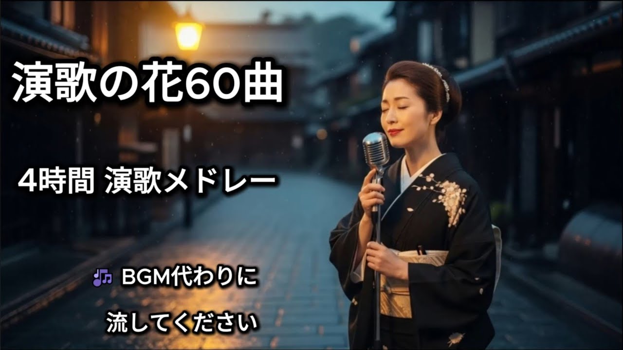 演歌の花60曲｜4時間しっとり名曲メドレー｜雨音に寄り添う癒しの演歌集